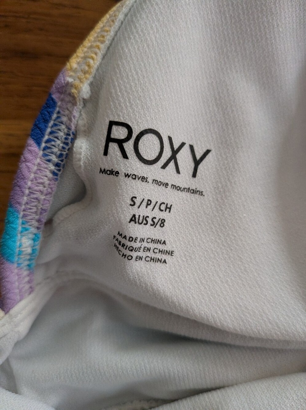 Roxy Color Jam Textured Striped Bikini Fixed Triangle Top S & Hipster Bottom M - Picture 3 of 7
